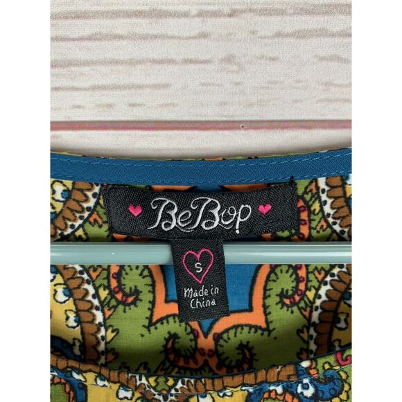 Bebop Boho Sheath Dress Turquoise‎ paisley Ladies small 3/4 sleeves - Picture 3 of 5